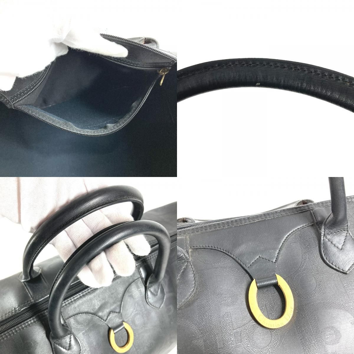 Dior Boston Bag Trotter Logo Leather Black — view 9