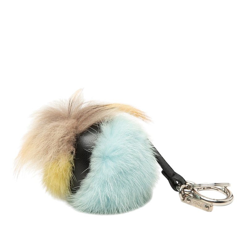 Fendi Bugs Monster Charm Key Holder Bag Blue Yellow Brown Black Leather