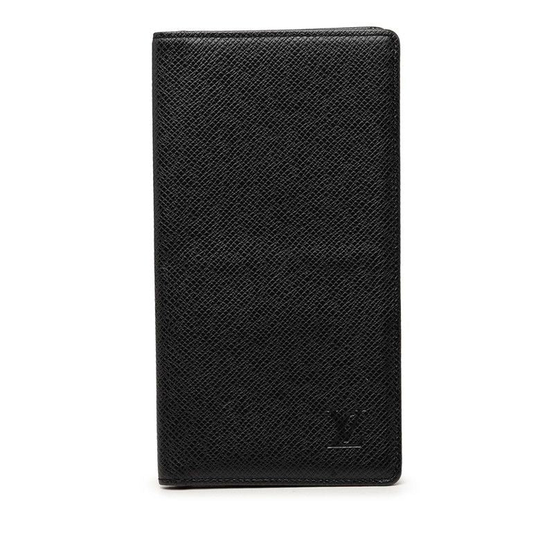 Louis Vuitton Taiga Portoballe Carte Cles Bifold Wallet Black Leather