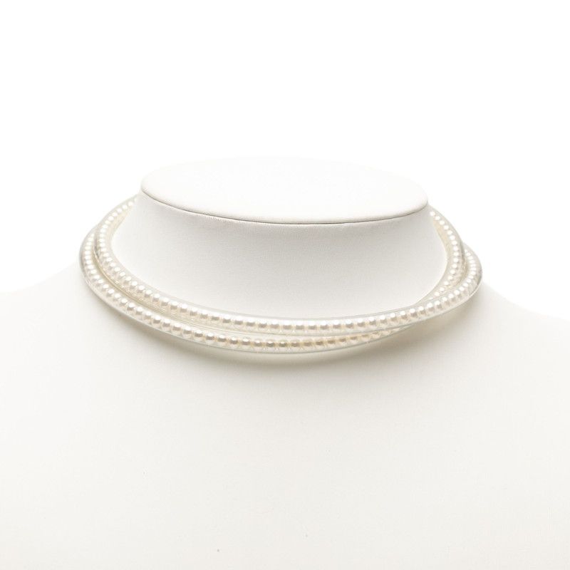 Chanel Tube Necklace 00 White Plated Faux Pearl