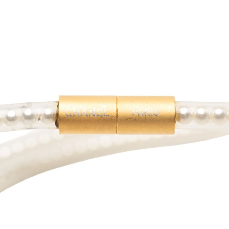 Chanel Tube Necklace 00 White Plated Faux Pearl — view 4