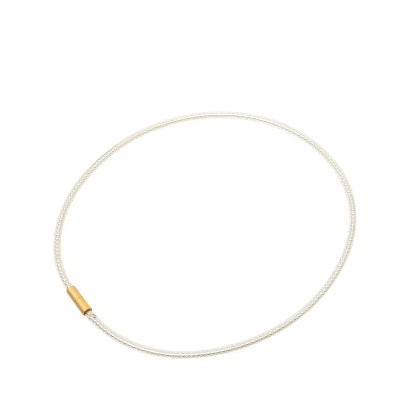 Chanel Tube Necklace 00 White Plated Faux Pearl — view 2