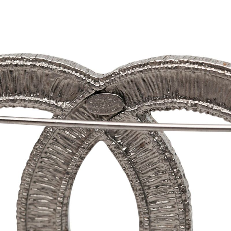Chanel CC Logo Brooch 10 Silver Metal Rhinestone — view 3