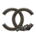 Chanel CC Logo Brooch 10 Silver Metal Rhinestone