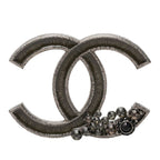 Chanel CC Logo Brooch 10 Silver Metal Rhinestone