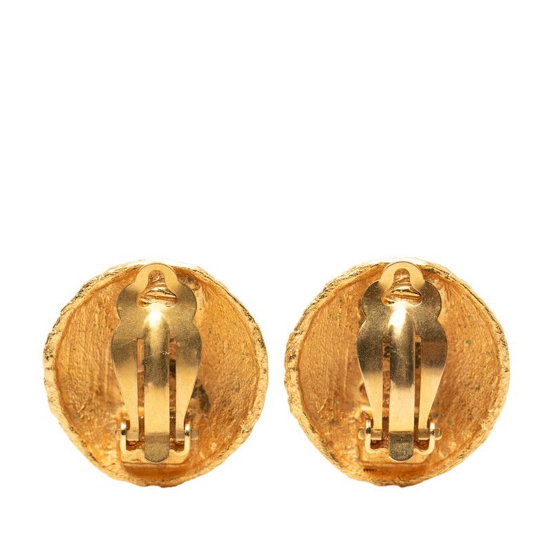 Chanel CC Logo Vintage Round Earrings Gold Plated — view 2