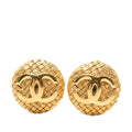 Chanel CC Logo Vintage Round Earrings Gold Plated