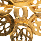 Chanel CC Logo Flower Motif Vintage Brooch 95 Gold Plated — view 3