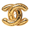 Chanel CC Logo Quilted Vintage Brooch Gold Plated