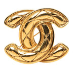 Chanel CC Logo Quilted Vintage Brooch Gold Plated
