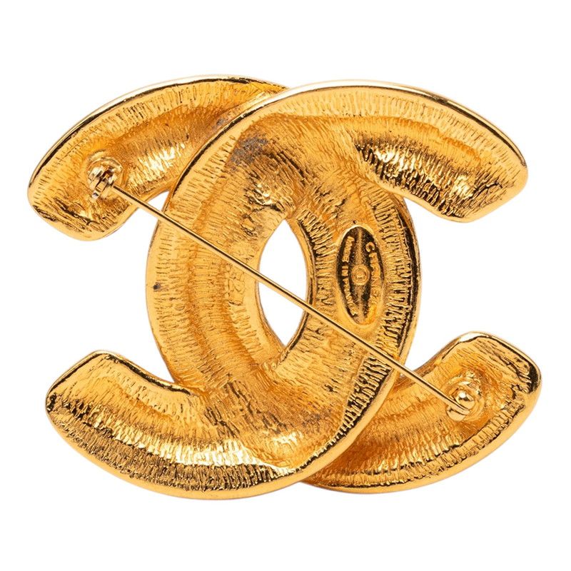 Chanel CC Logo Quilted Vintage Brooch Gold Plated — view 2