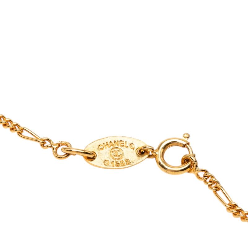 Chanel CC Logo Necklace Gold Plated Rhinestone — view 4