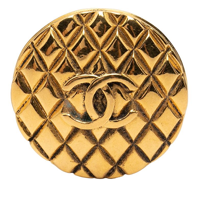 Chanel CC Logo Vintage Round Brooch Gold Plated