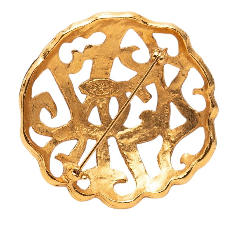 Chanel CC Logo Vintage Round Brooch 25 Gold Plated — view 2