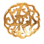 Chanel CC Logo Vintage Round Brooch 25 Gold Plated — view 2
