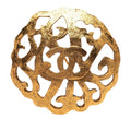 Chanel CC Logo Vintage Round Brooch 25 Gold Plated