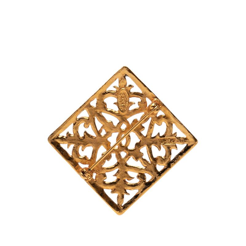 Chanel CC Logo Vintage Square Brooch Gold Plated — view 2