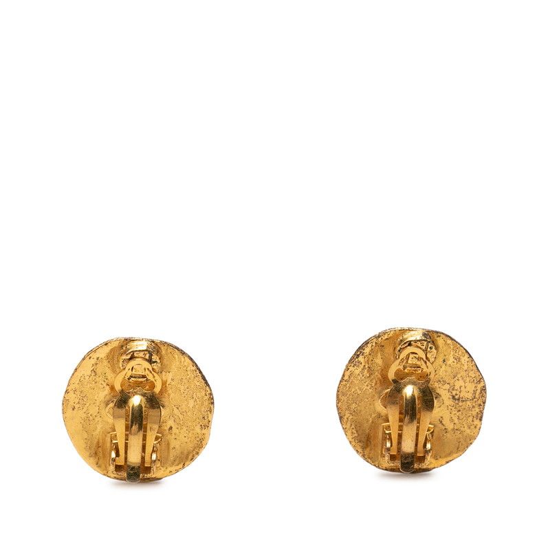 Chanel CC Logo Vintage Round Earrings 98 Gold Plated — view 2