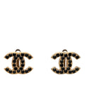 Chanel CC Logo Earrings 01 Gold Plated Rhinestone