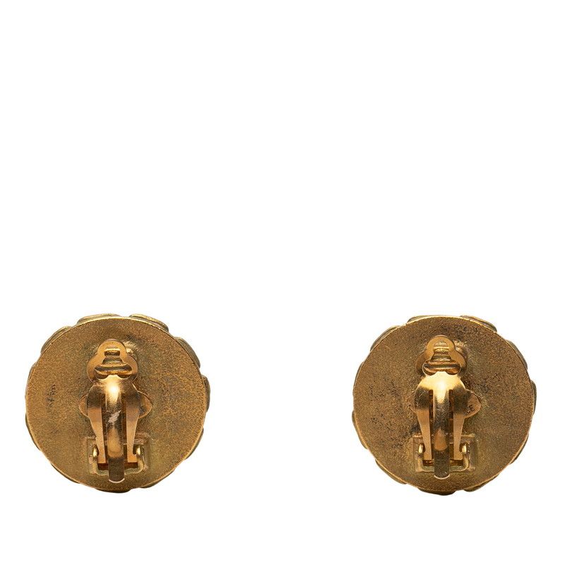 Chanel CC Logo Vintage Round Earrings 94 Gold Plated — view 2