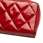 Chanel CC Logo Quilted Zip Around Coin Purse Red Patent Leather — view 4