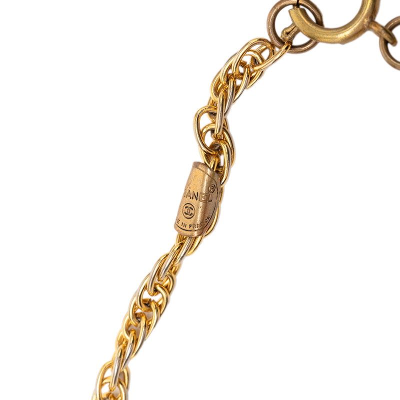 Chanel CC Logo Chain Necklace Gold Plated Rhinestone — view 5