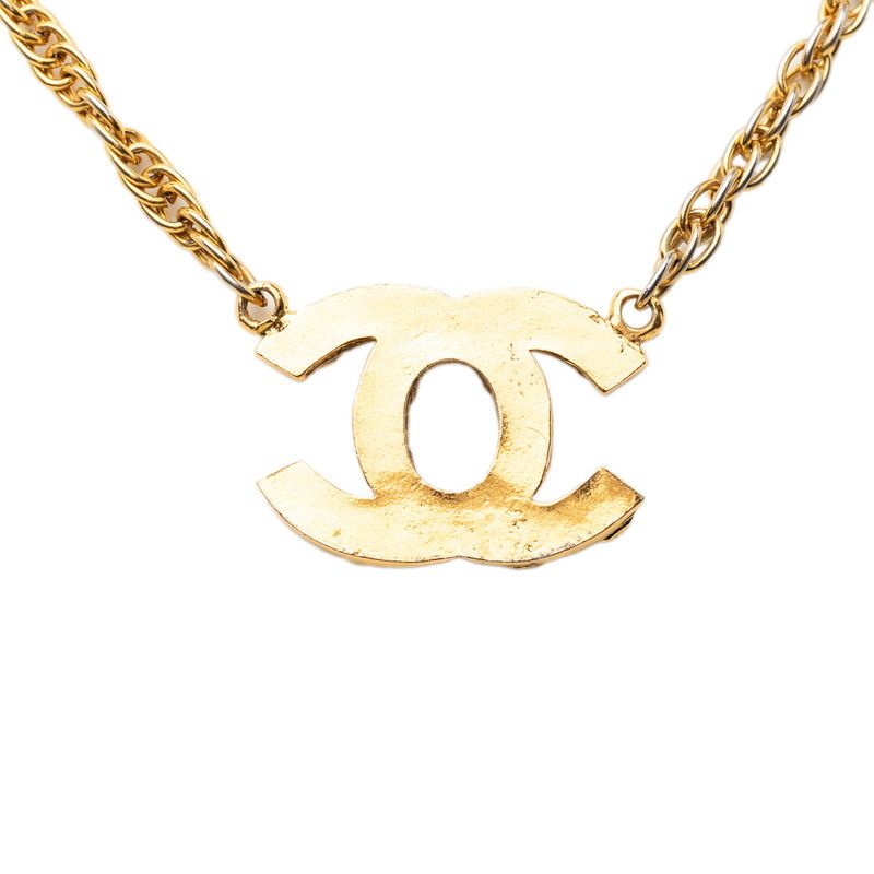 Chanel CC Logo Chain Necklace Gold Plated Rhinestone — view 2