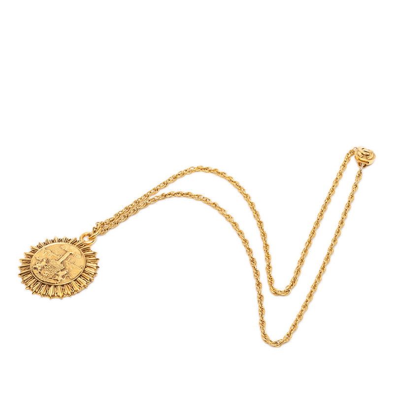 Chanel Vintage CC Logo Coin Motiflog Chain Necklace Gold Plated — view 3