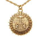 Chanel Vintage CC Logo Coin Motiflog Chain Necklace Gold Plated