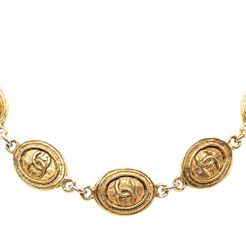 Chanel Vintage CC Logo Chain Necklace Gold Plated — view 2
