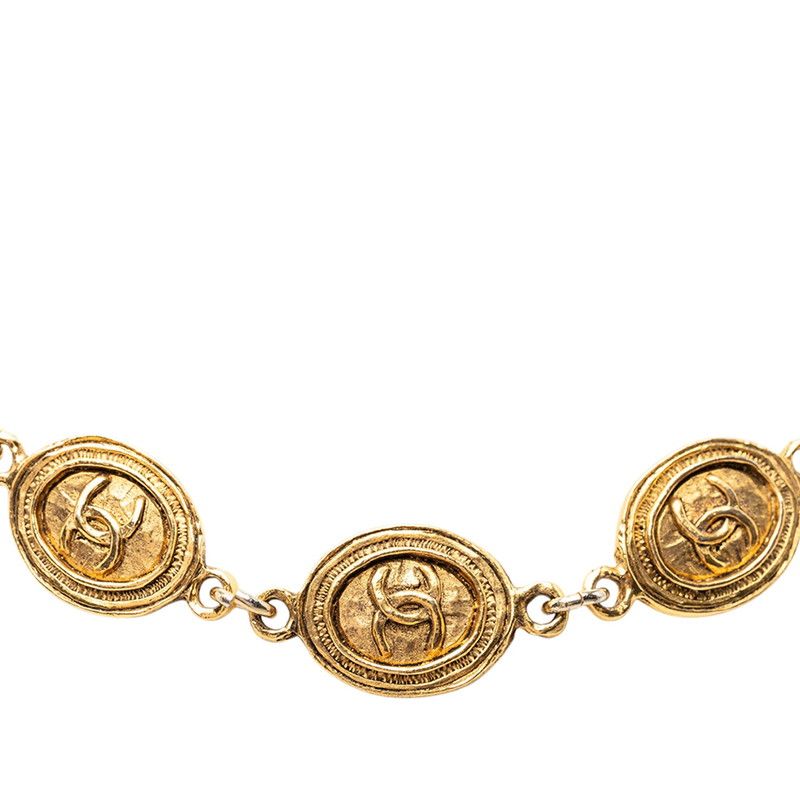 Chanel Vintage CC Logo Chain Necklace Gold Plated — view 3