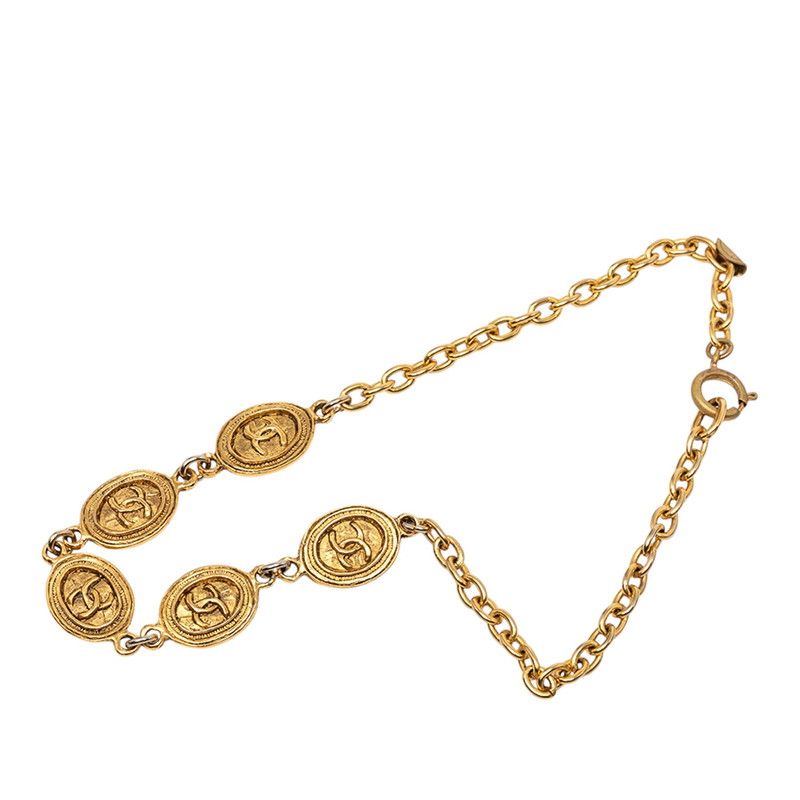 Chanel Vintage CC Logo Chain Necklace Gold Plated — view 4