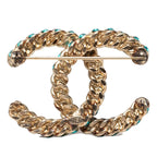 Chanel CC Logo Brooch 17 Gold Plated Rhinestone — view 2