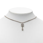 Chanel CC Logo Necklace Silver Metal Rhinestone — view 6