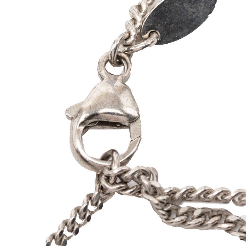 Chanel CC Logo Necklace Silver Metal Rhinestone — view 4
