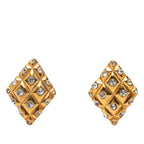 Chanel Diamond Earrings Gold Plated Rhinestone
