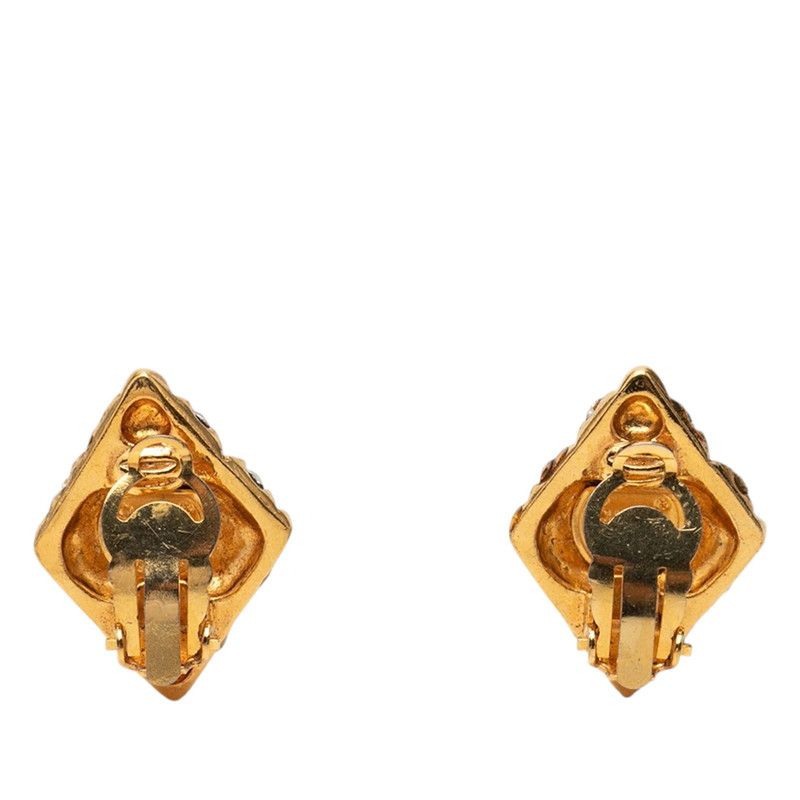 Chanel Diamond Earrings Gold Plated Rhinestone — view 2
