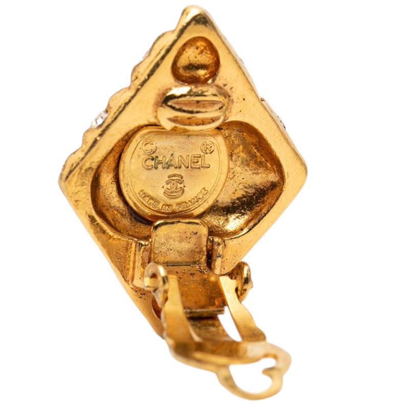 Chanel Diamond Earrings Gold Plated Rhinestone — view 3
