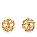 Chanel CC Logo Round Earrings Gold Plated