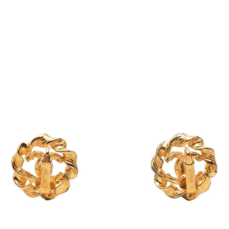 Chanel CC Logo Round Earrings Gold Plated — view 2