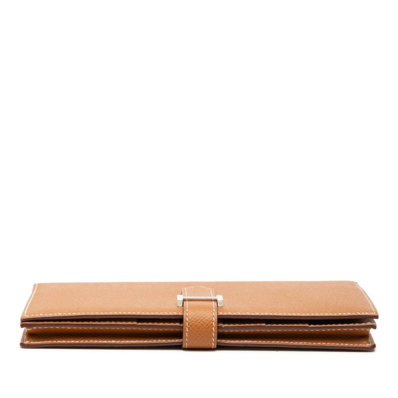 Hermes Bearn Souffle Bifold Wallet Cognac Brown Silver Veau Epsom — view 3