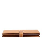 Hermes Bearn Souffle Bifold Wallet Cognac Brown Silver Veau Epsom — view 3