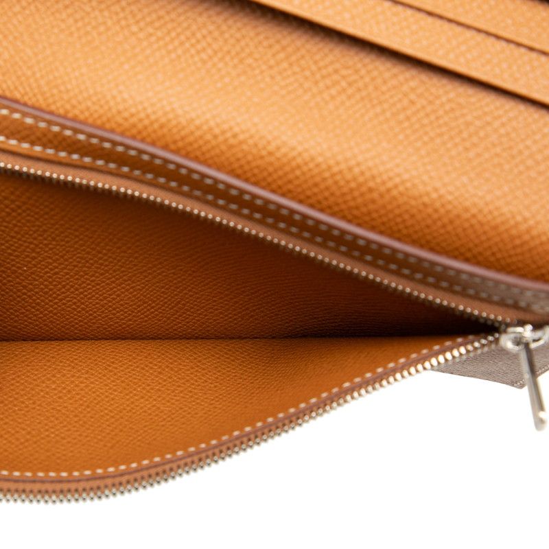 Hermes Bearn Souffle Bifold Wallet Cognac Brown Silver Veau Epsom — view 5