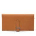 Hermes Bearn Souffle Bifold Wallet Cognac Brown Silver Veau Epsom