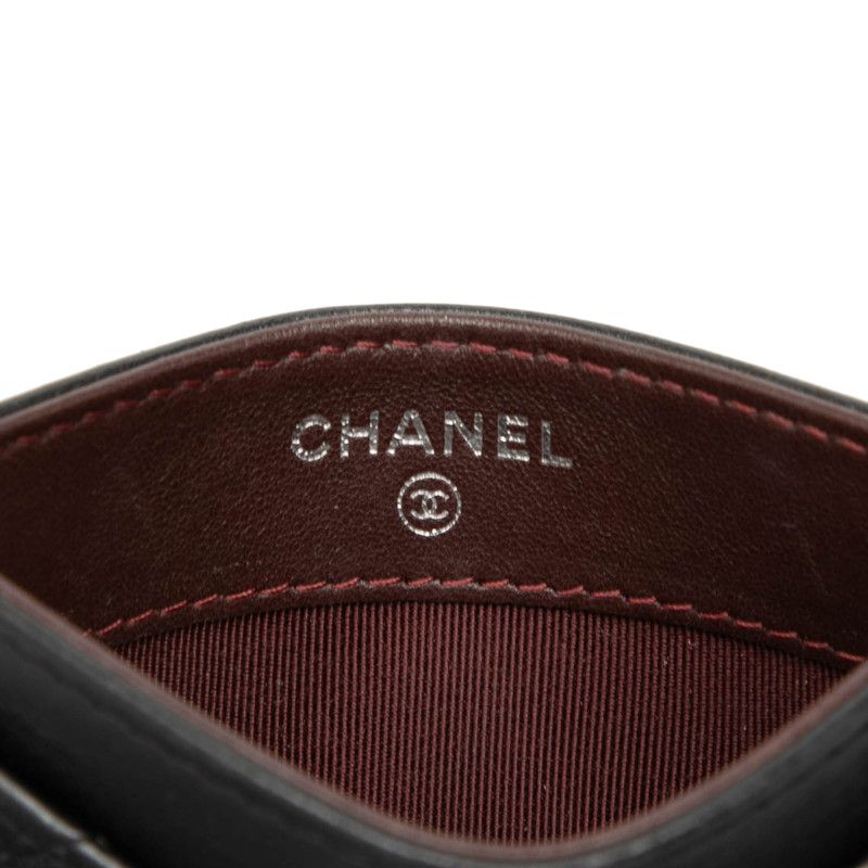 Chanel CC Logo Quilted Card Case Black Lambskin — view 5