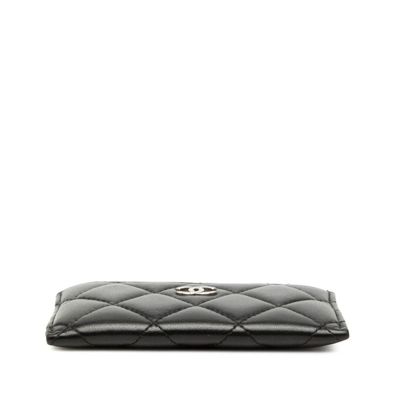 Chanel CC Logo Quilted Card Case Black Lambskin — view 3