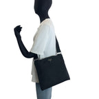 Prada Tessuto Black Silver Nylon Shoulder — view 7
