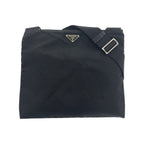 Prada Tessuto Black Silver Nylon Shoulder