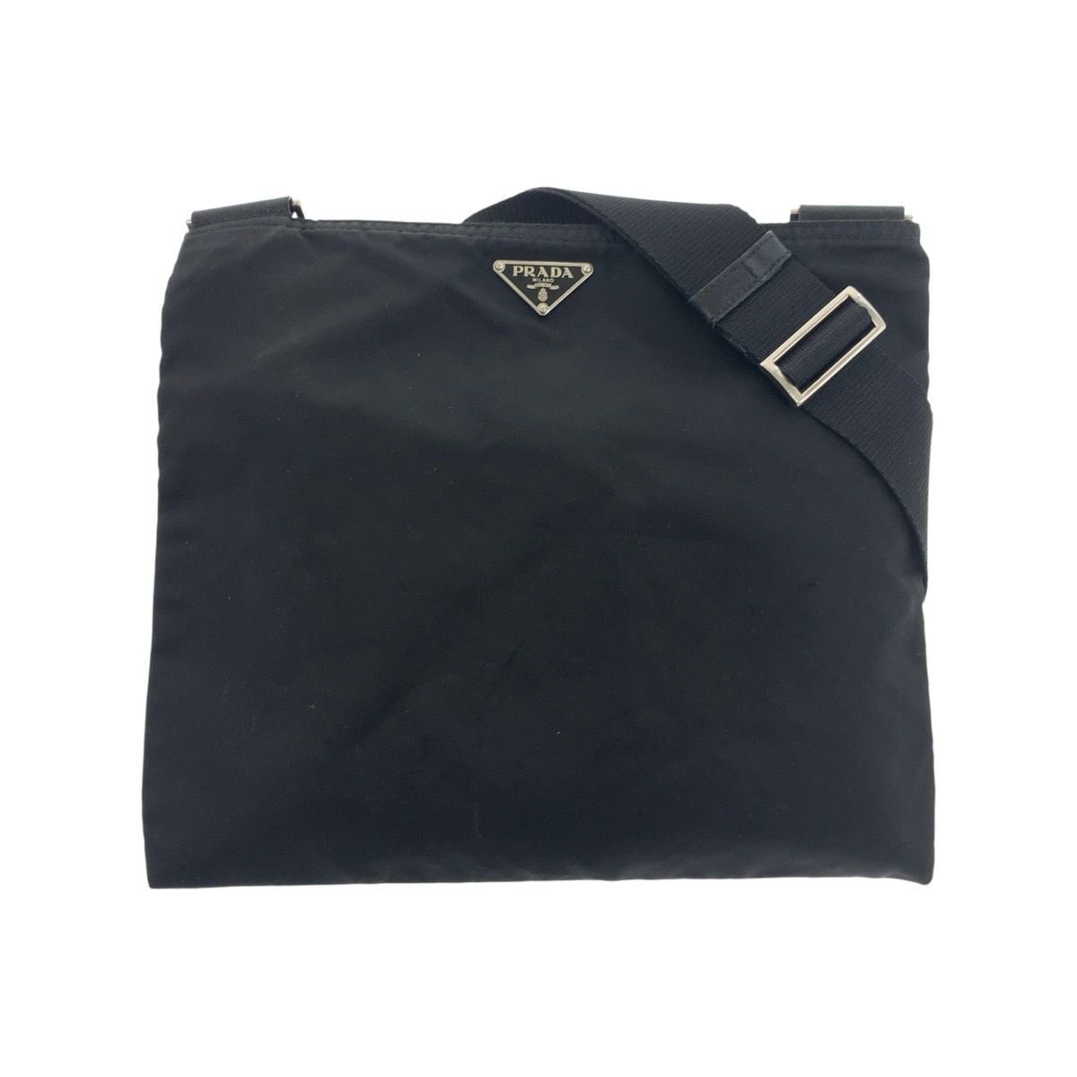 Prada Tessuto Black Silver Nylon Shoulder
