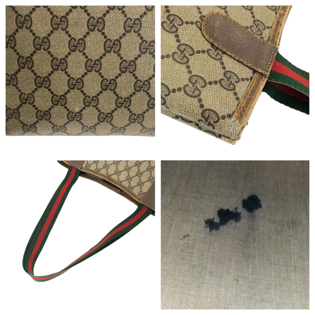 Gucci Vintage Sherry Line Beige Brown GG Supreme Canvas Tote Shoulder — view 6
